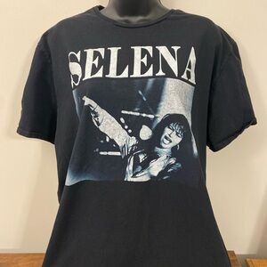 Black Graphic Tee with Selena Print